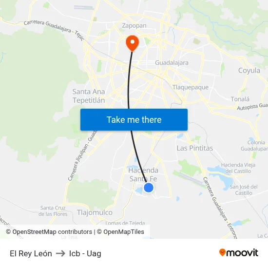 El Rey León to Icb - Uag map