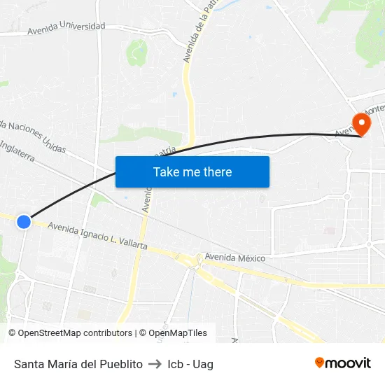 Santa María del Pueblito to Icb - Uag map