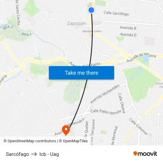 Sarcófago to Icb - Uag map