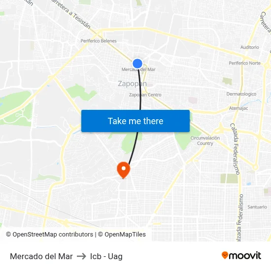 Mercado del Mar to Icb - Uag map