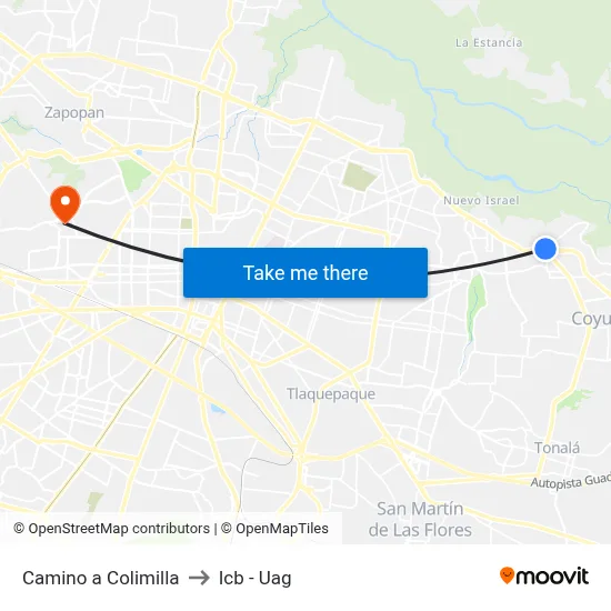 Camino a Colimilla to Icb - Uag map