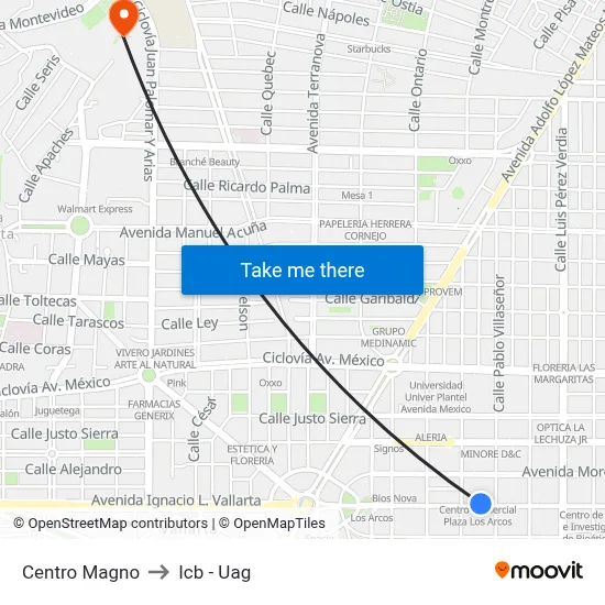 Centro Magno to Icb - Uag map