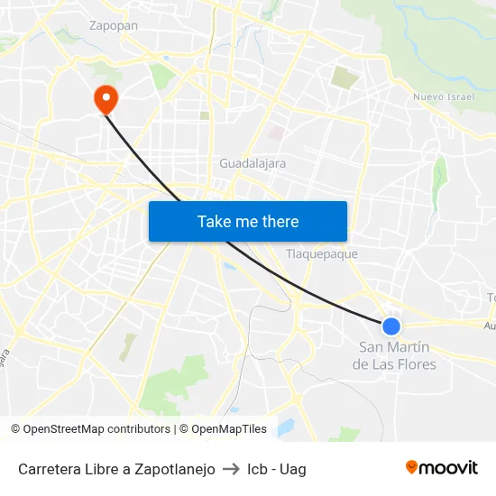 Carretera Libre a Zapotlanejo to Icb - Uag map