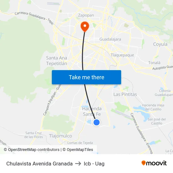 Chulavista Avenida Granada to Icb - Uag map