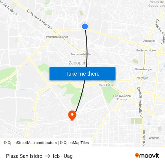 Plaza San Isidro to Icb - Uag map