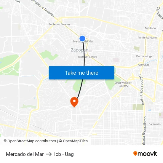 Mercado del Mar to Icb - Uag map
