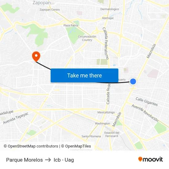 Parque Morelos to Icb - Uag map