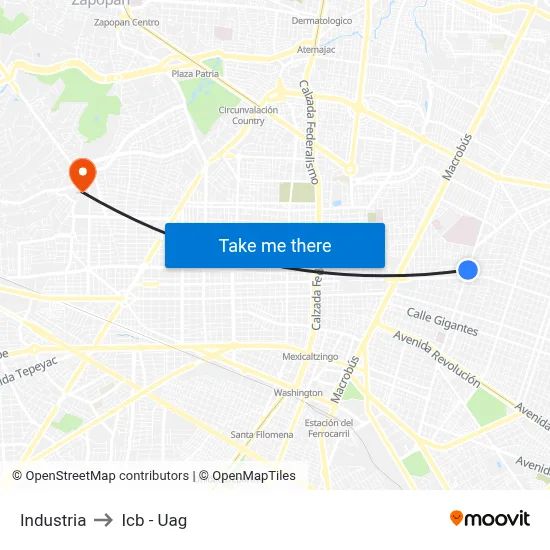 Industria to Icb - Uag map
