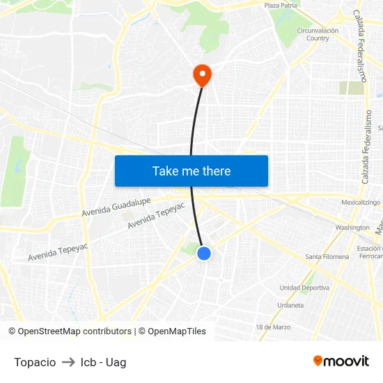 Topacio to Icb - Uag map