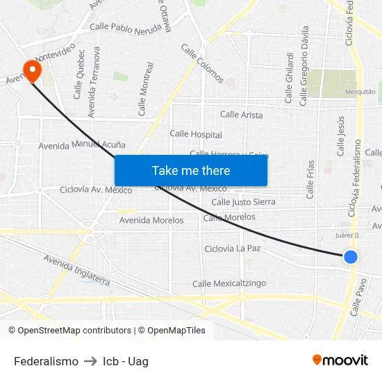 Federalismo to Icb - Uag map