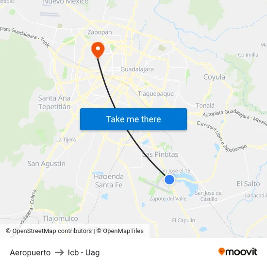 Aeropuerto to Icb - Uag map