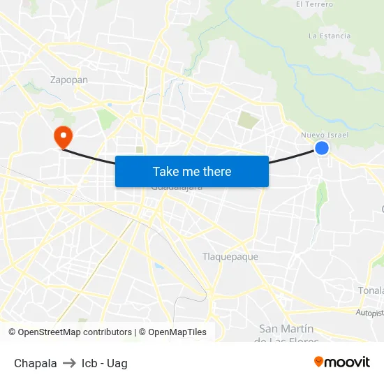 Chapala to Icb - Uag map