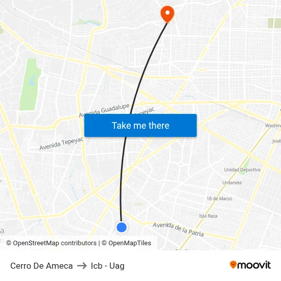 Cerro De Ameca to Icb - Uag map