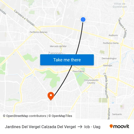 Jardines Del Vergel Calzada Del Vergel to Icb - Uag map