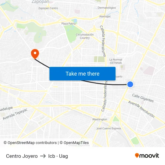 Centro Joyero to Icb - Uag map