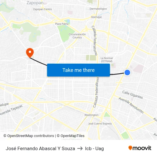 José Fernando Abascal Y Souza to Icb - Uag map