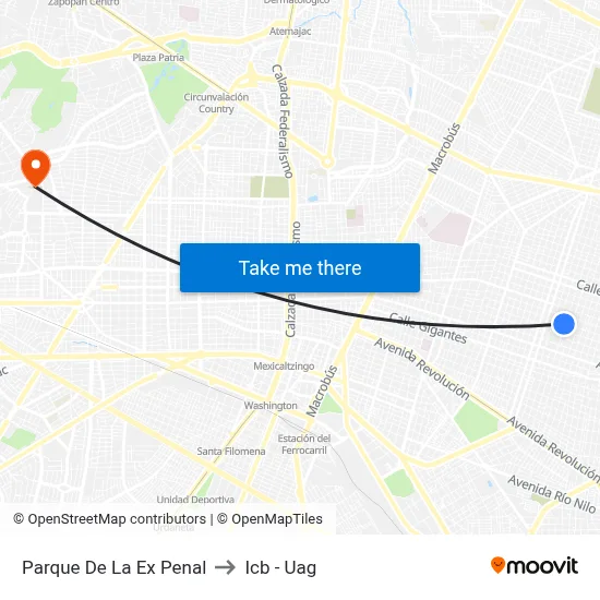 Parque De La Ex Penal to Icb - Uag map