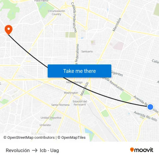 Revolución to Icb - Uag map