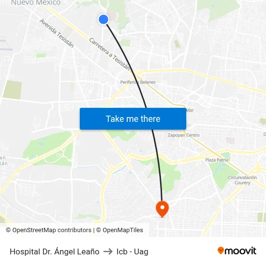 Hospital Dr. Ángel Leaño to Icb - Uag map