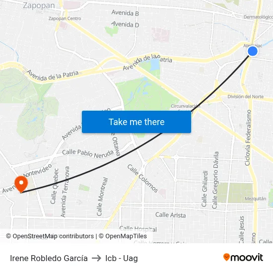 Irene Robledo García to Icb - Uag map