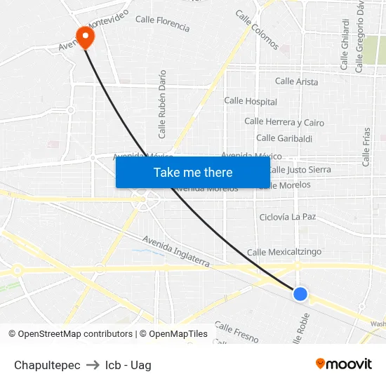Chapultepec to Icb - Uag map