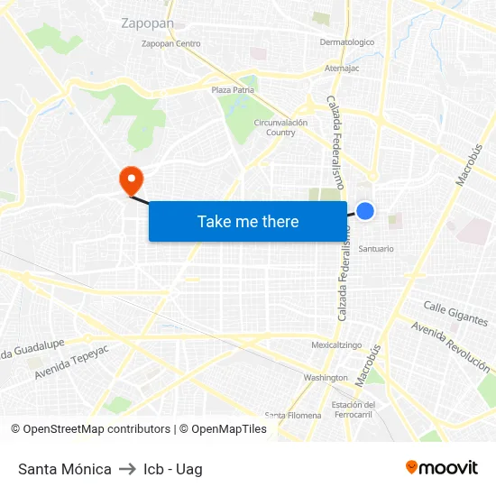 Santa Mónica to Icb - Uag map