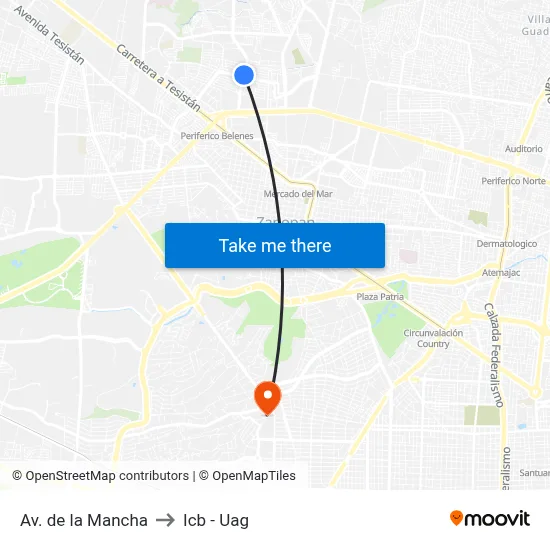 Av. de la Mancha to Icb - Uag map