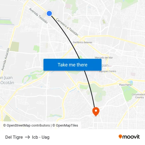 Del Tigre to Icb - Uag map
