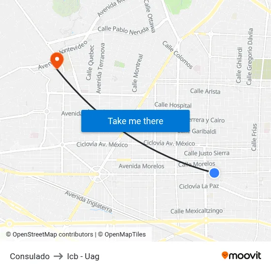Consulado to Icb - Uag map