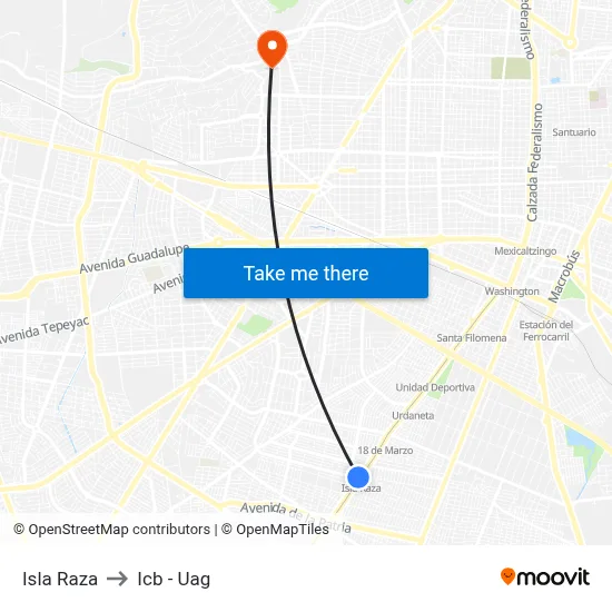 Isla Raza to Icb - Uag map