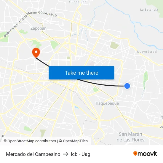 Mercado del Campesino to Icb - Uag map