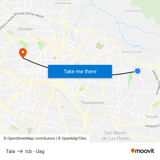 Tala to Icb - Uag map