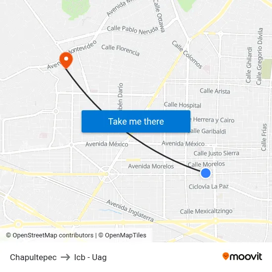 Chapultepec to Icb - Uag map
