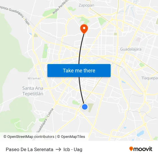 Paseo De La Serenata to Icb - Uag map