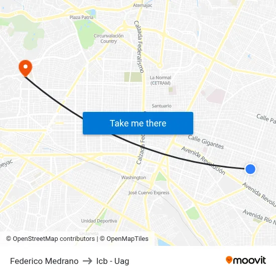 Federico Medrano to Icb - Uag map