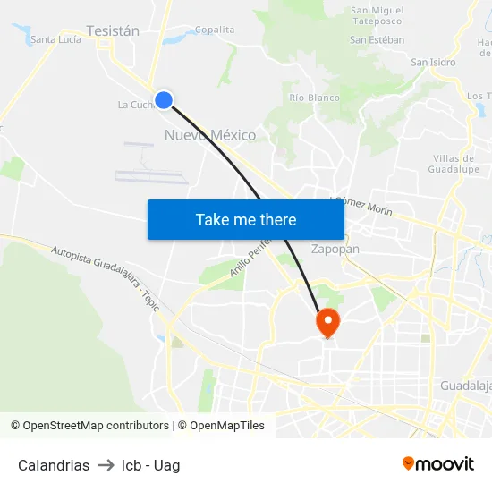 Calandrias to Icb - Uag map
