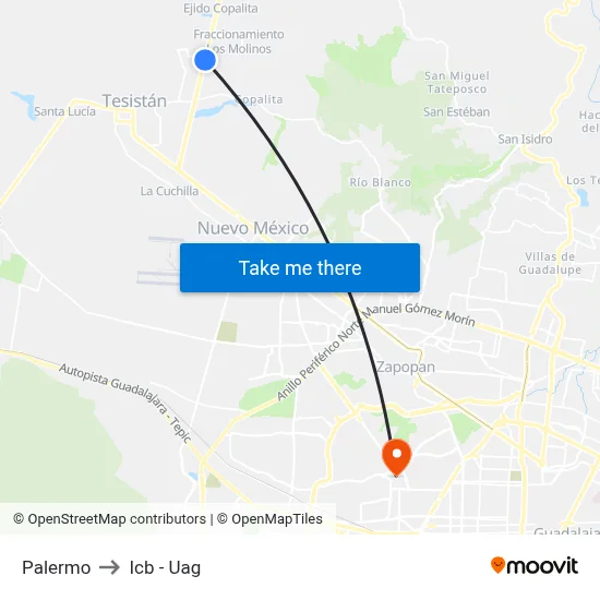 Palermo to Icb - Uag map