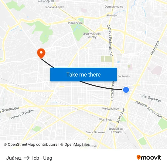 Juárez to Icb - Uag map