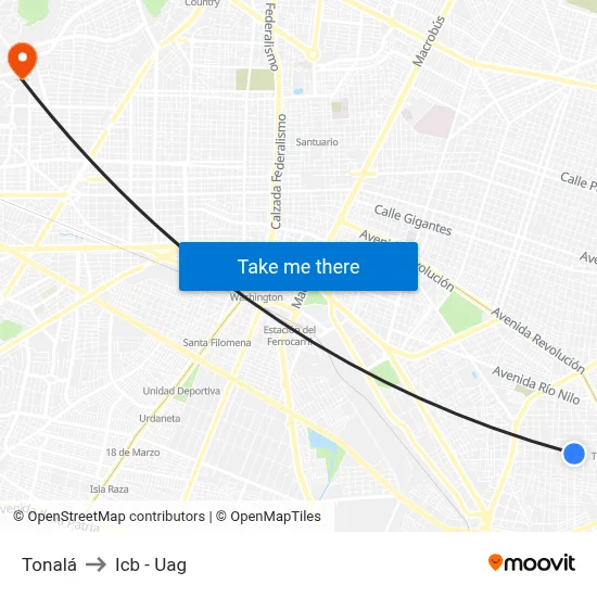 Tonalá to Icb - Uag map