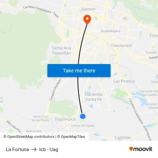 La Fortuna to Icb - Uag map