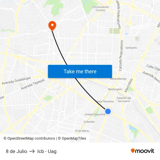 8 de Julio to Icb - Uag map