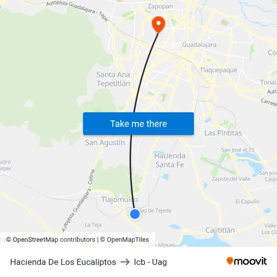 Hacienda De Los Eucaliptos to Icb - Uag map