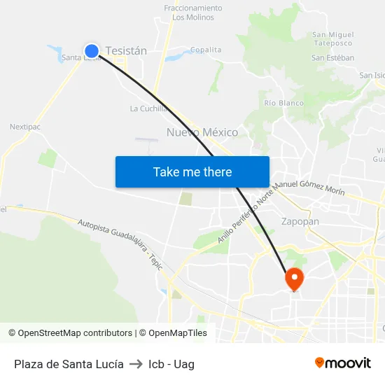 Plaza de Santa Lucía to Icb - Uag map