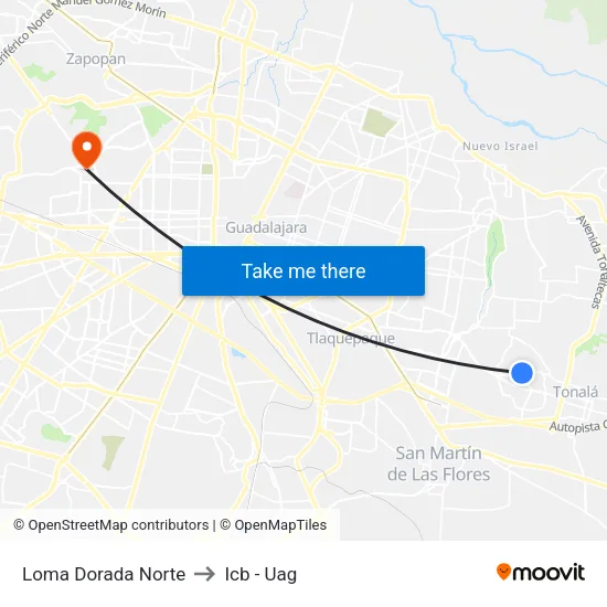 Loma Dorada Norte to Icb - Uag map