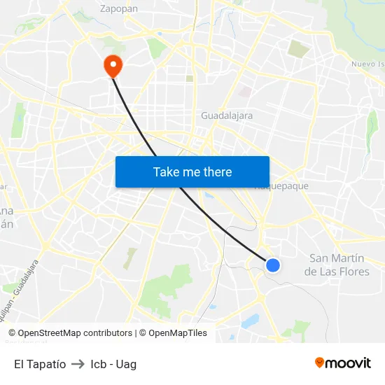 El Tapatío to Icb - Uag map