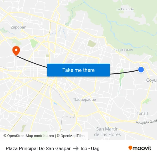 Plaza Principal De San Gaspar to Icb - Uag map