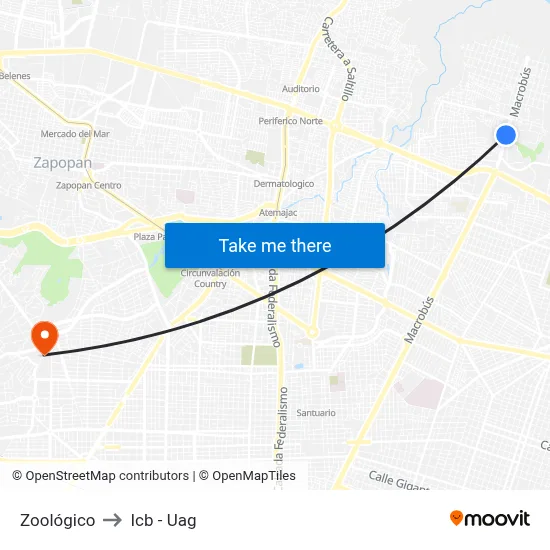 Zoológico to Icb - Uag map
