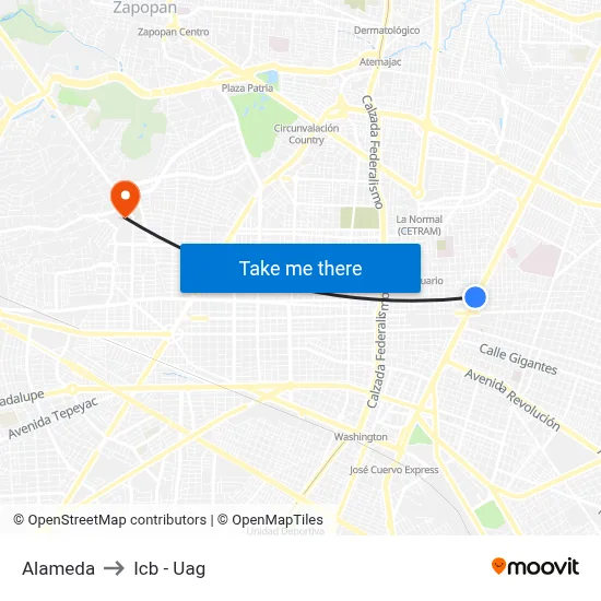 Alameda to Icb - Uag map