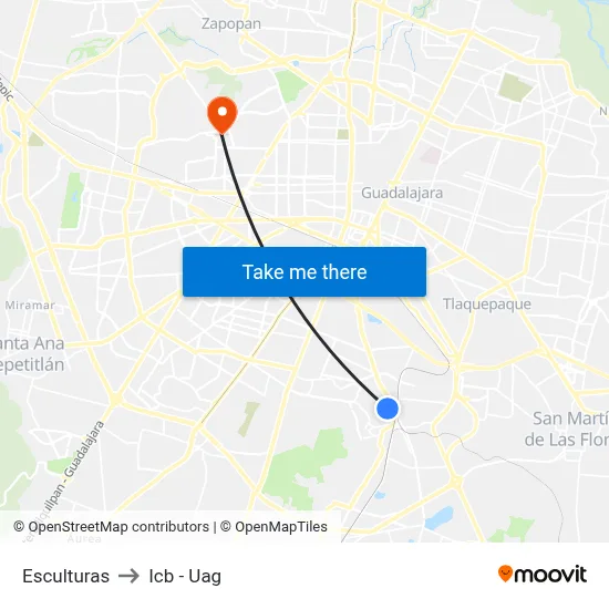 Esculturas to Icb - Uag map