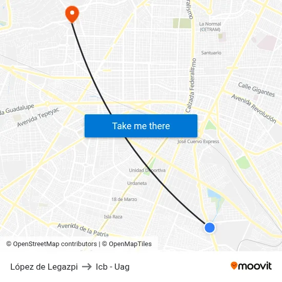 López de Legazpi to Icb - Uag map